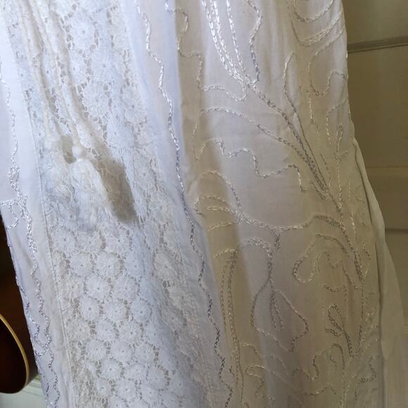 VTG 90s Y2K Anandas Collection Maxi Dress White XL Crochet Lace Sheer Fairycore - Picture 4 of 10